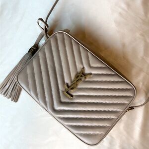 Yves Saint Laurent Taupe Quilted Crossbody Bag